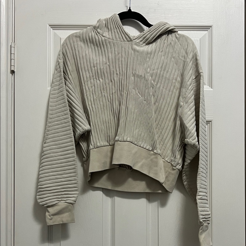 John Elliott Cream Ribbed Hoodie